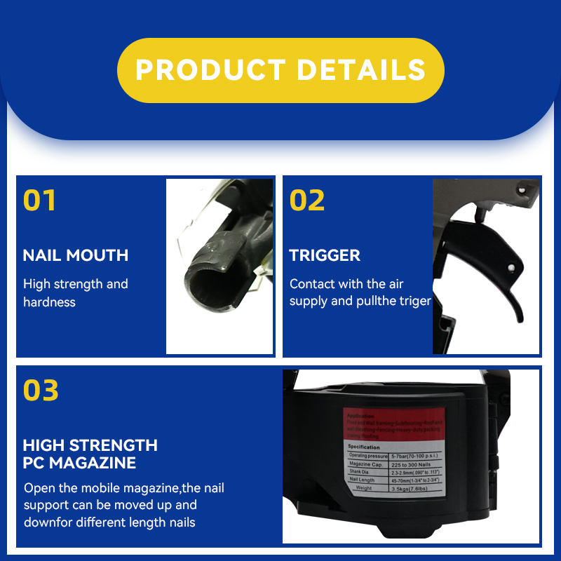 Rhinails 20-Degree Pneumatic Coil Nail Gun - View 03
