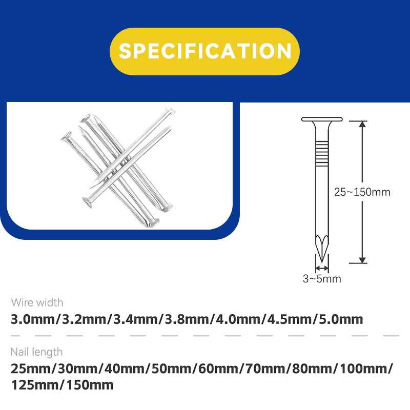 Rhinails OEM ODM Silver Cement Nails - Concrete & Masonry Nails with Diamond Point