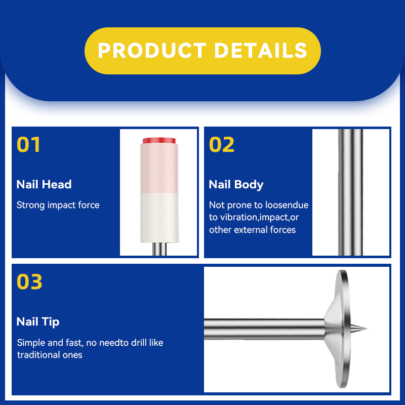 Rhinails Integrated Ceiling Nails - 32mm with M6/M8/M10 Threaded Holes