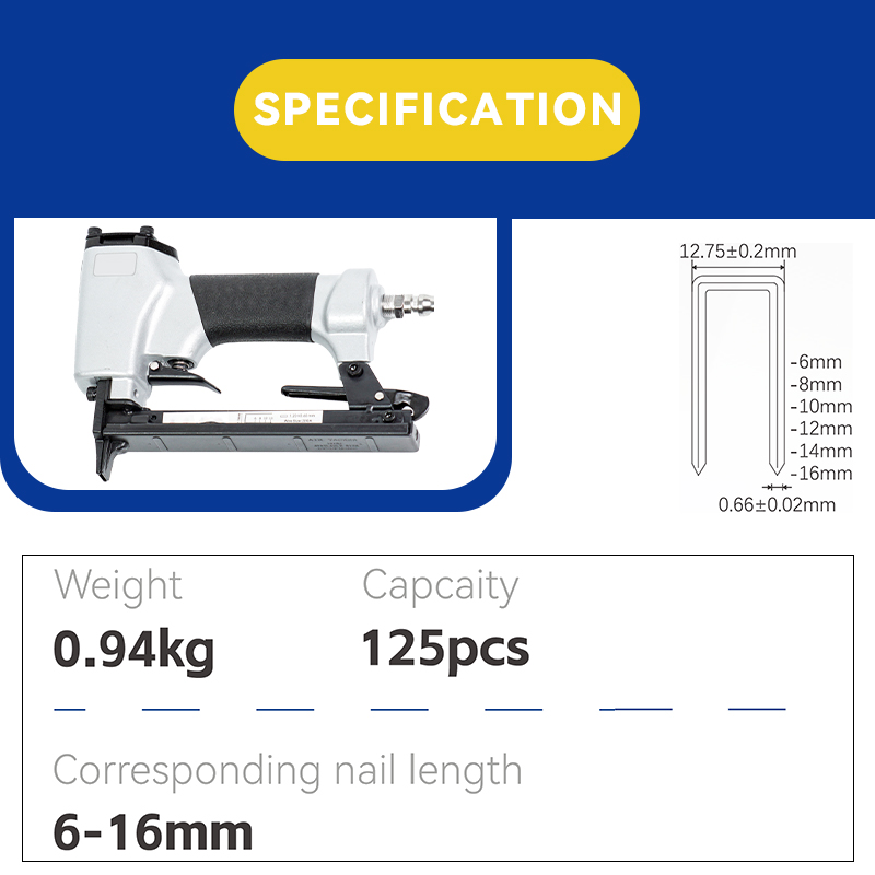 Rhinails 8016 Pneumatic Staple Gun Steel Magazine 21GA 6-16mm