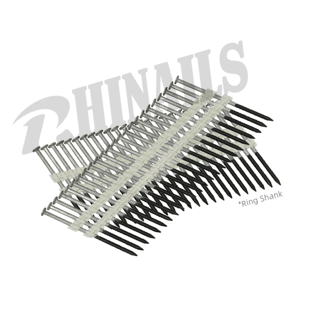 Rhinails 3.08x83mm hot-dipped galvanized ring shank plastic collated nails for decking