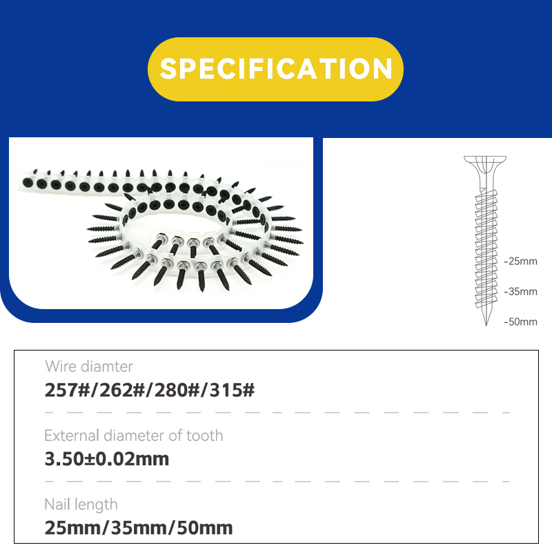 Rhinails Pro-Grade Collated Screws Collection | 1022A Steel | 25-50mm for High-Speed Installation