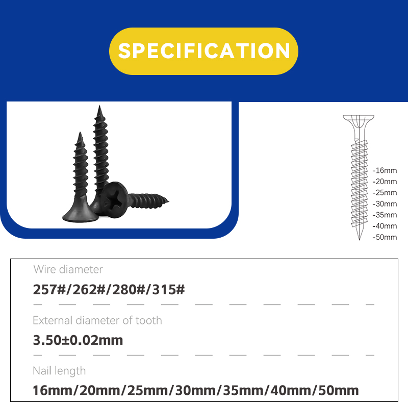 Rhinails Premium Drywall Screws Collection - 1022A Carbon Steel, Sizes 16-50mm for Fast Installation