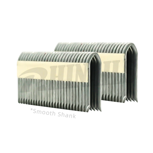 Close-up of Rhinails smooth shank galvanized fence staples 28-40mm for easy-adjust wire fencing
