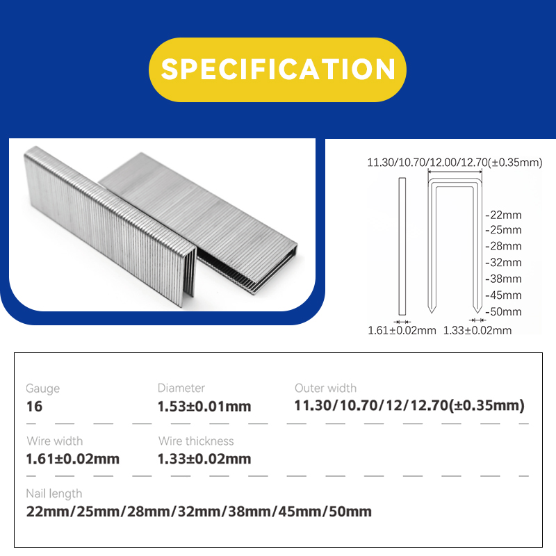 Rhinails N-Series 16-Gauge Pneumatic Crown Staples (22-50mm Multi-Size Pack)