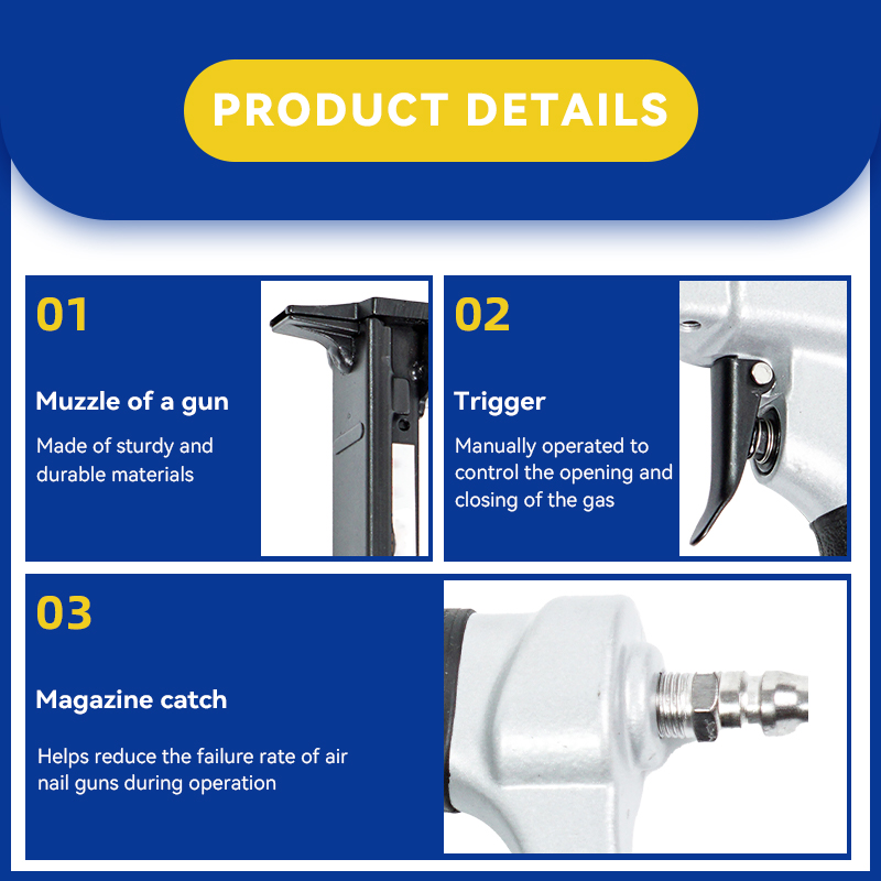 Rhinails 8016 Pneumatic Staple Gun Steel Magazine 21GA 6-16mm