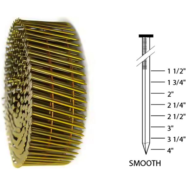 Smooth Shank Coil Nails Size