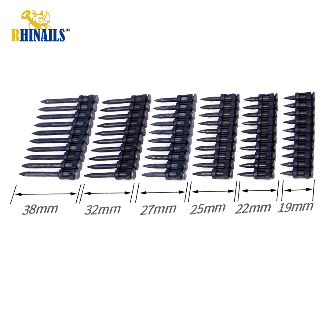 Collated Concrete Nails 19mm To 38mm Steel Flat Head Smooth Shank Pins Impact Staple for Construction Site Installation Project